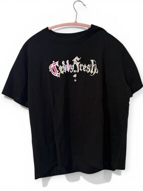 Teddy Fresh Black Tee with Rainbow Logo